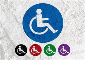 Graphic depicting different colors of the wheelchair symbol.